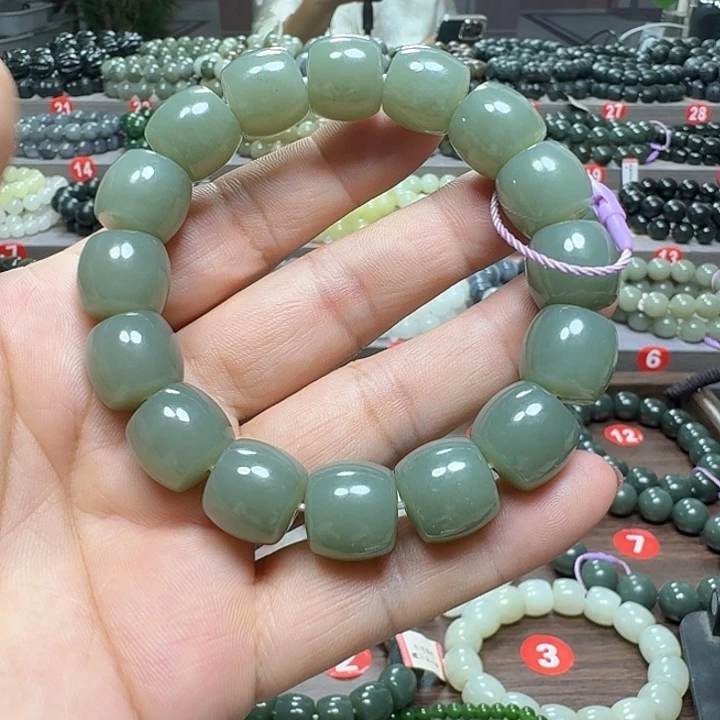 未镶嵌手链和田玉新疆且末蓝直切卡14