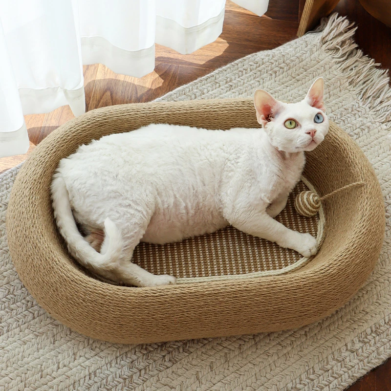 [聚宝盆]剑麻深陷猫窝猫抓板不掉屑耐抓耐磨椭圆玩具球宠物用品