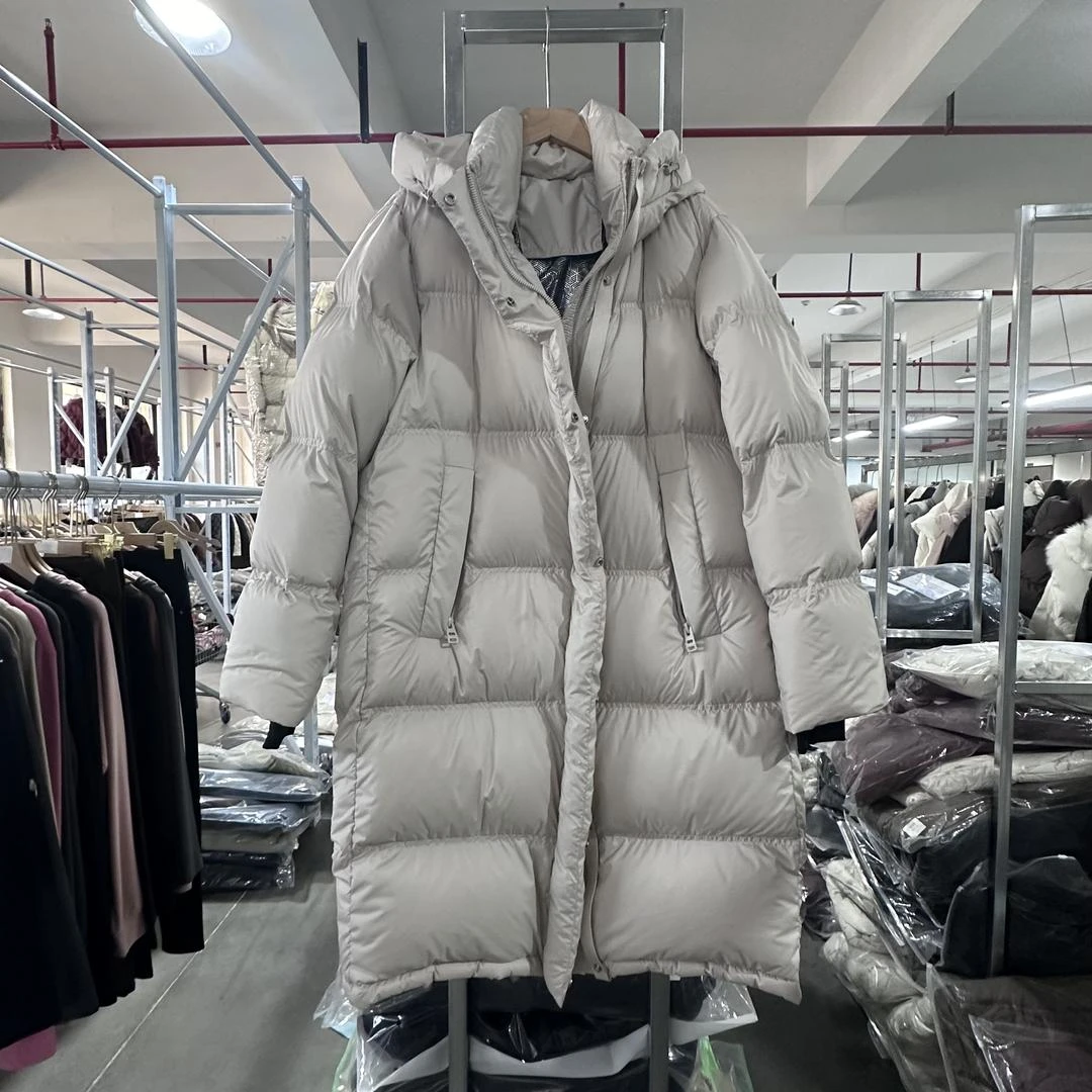 【CHA805-CC】90白鸭绒长款连帽羽绒服冬季必备保暖外套休闲百搭