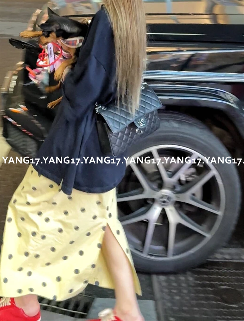 杨十七 “100棉”波点印花直筒松紧抽绳开叉裙半身裙/九分裤女夏