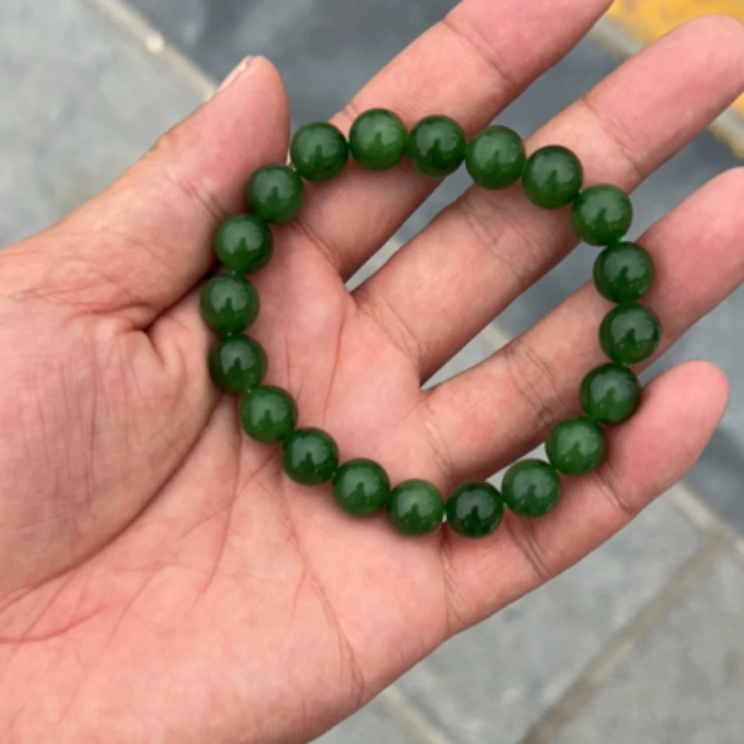 俄罗斯碧玉高端大气上档次卡10手串