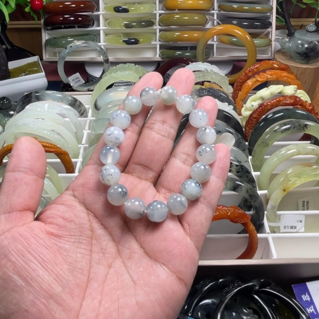 未镶嵌蛇纹石玉手链蛮**李