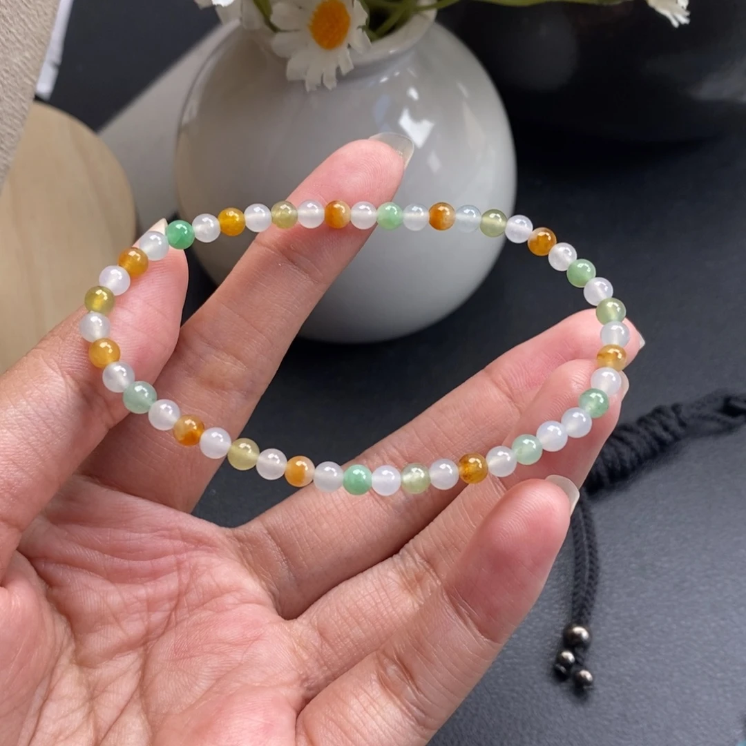 翡翠裸石糖果小手串