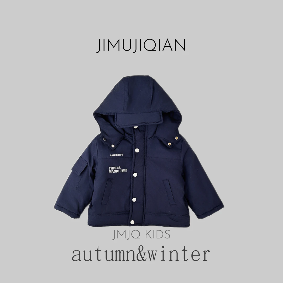JMJQ秋冬上新儿童时尚重工连帽加厚夹毛保暖防风冲锋衣外套251259