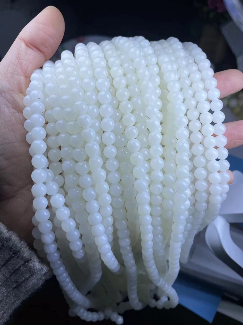 哑光冰透108颗奇石项链