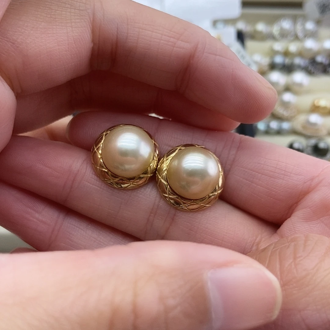 海水珍珠耳饰银S925镶嵌