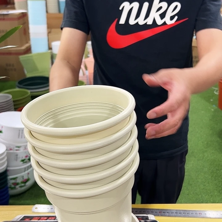 翻边口16高18米色带托5只