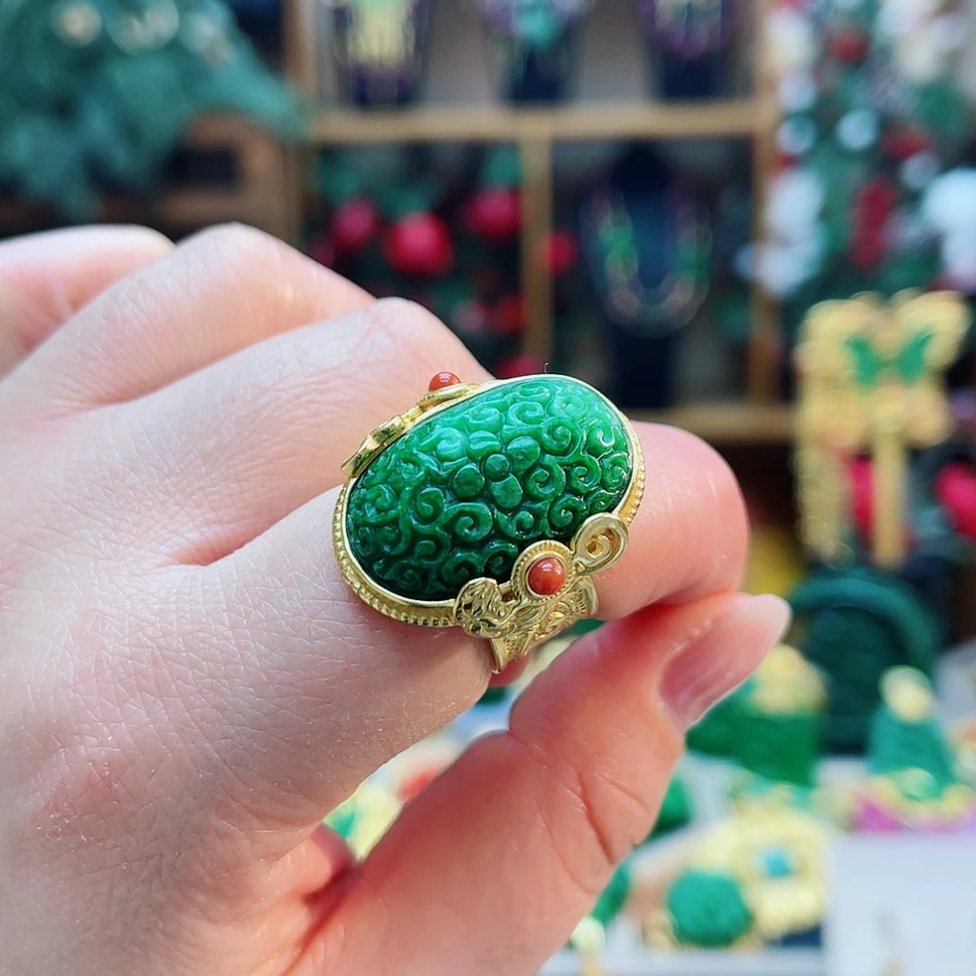 银S925镶嵌戒指翡翠48小时鉴赏期