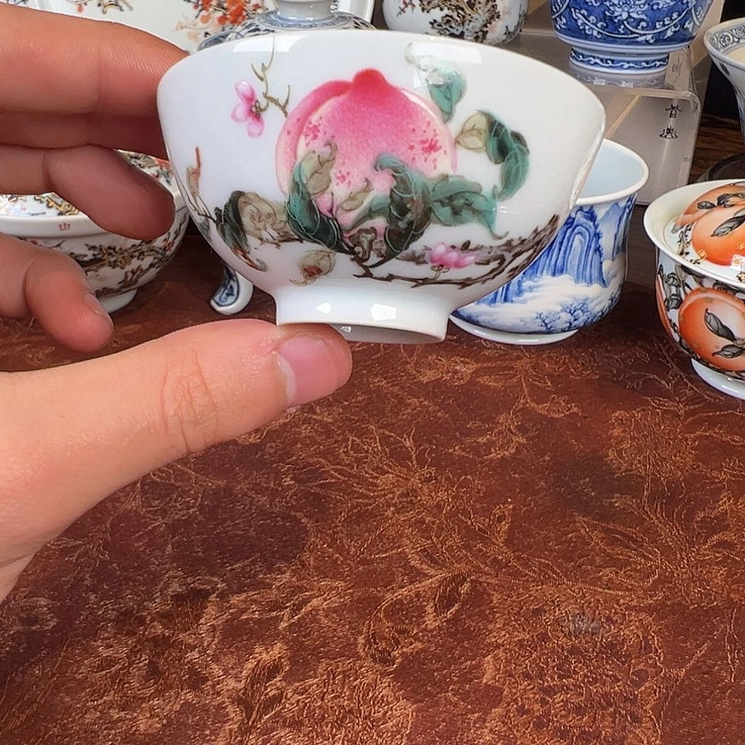 杯子瓷钟新春寿桃鸡心杯