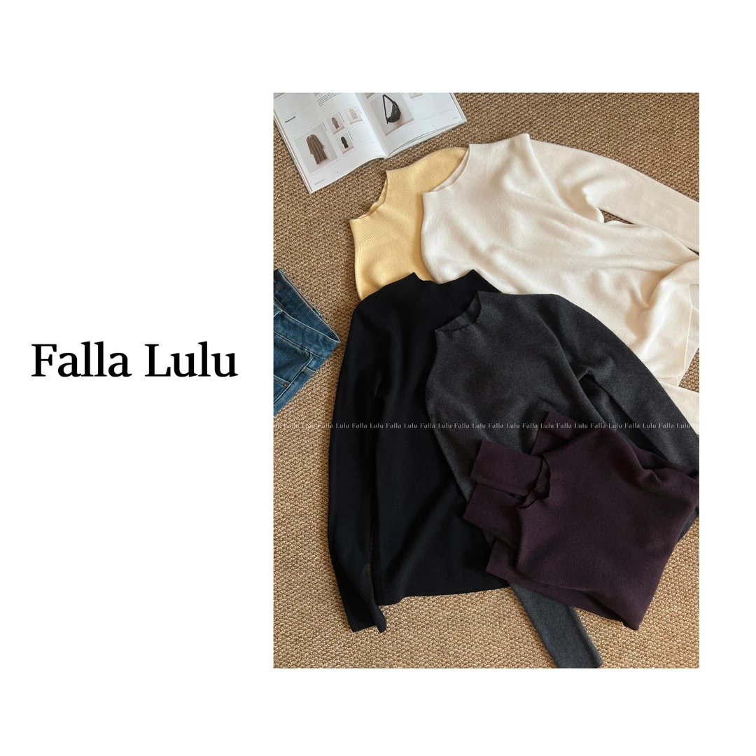 【英子家】五色针织~按头安利无缝一体绵羊毛混纺小立领针织  Y5322