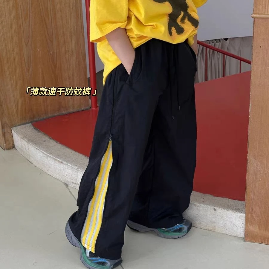 轻薄薄款阔腿裤夏季新款男童潮酷帅气运动外穿户外防蚊裤套装短袖