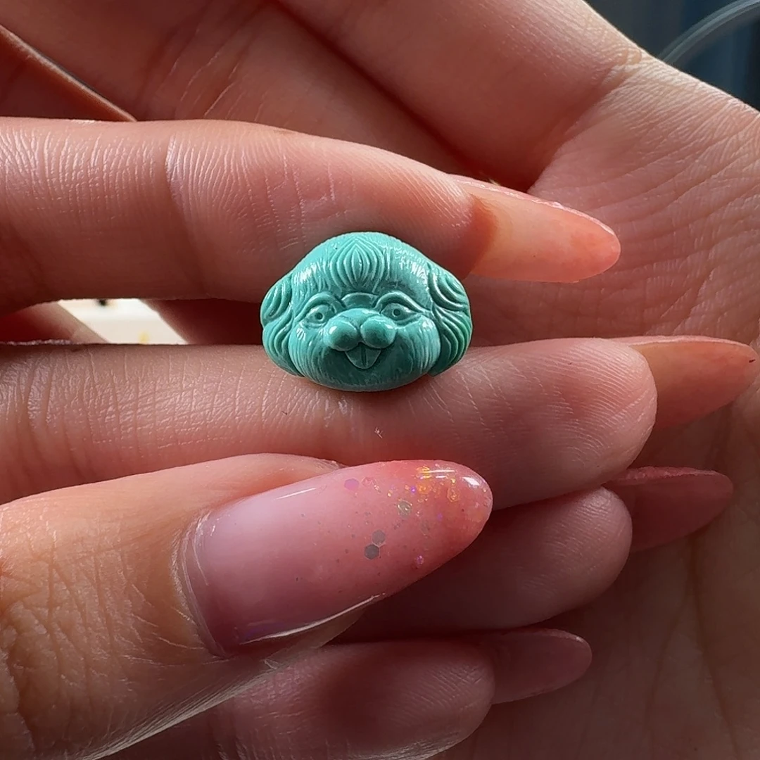 绿松石未镶嵌吊坠(不含链)小狗头
