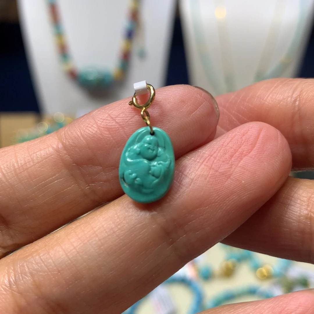 18K金镶嵌绿松石滴流