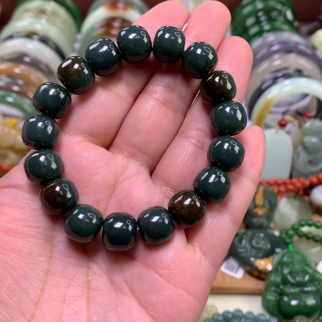 和田玉未镶嵌手链卡11_12