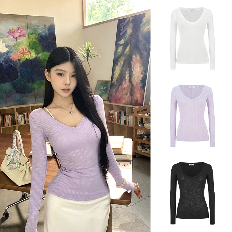 Moses Queen/魔西女王纯欲风辣妹显瘦防晒罩衫长袖T恤女夏打底衫