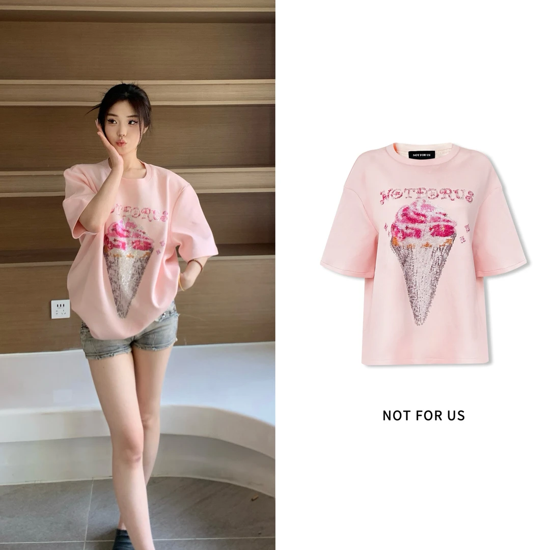 NOT FOR US25SS粉色冰淇淋图案时尚短袖