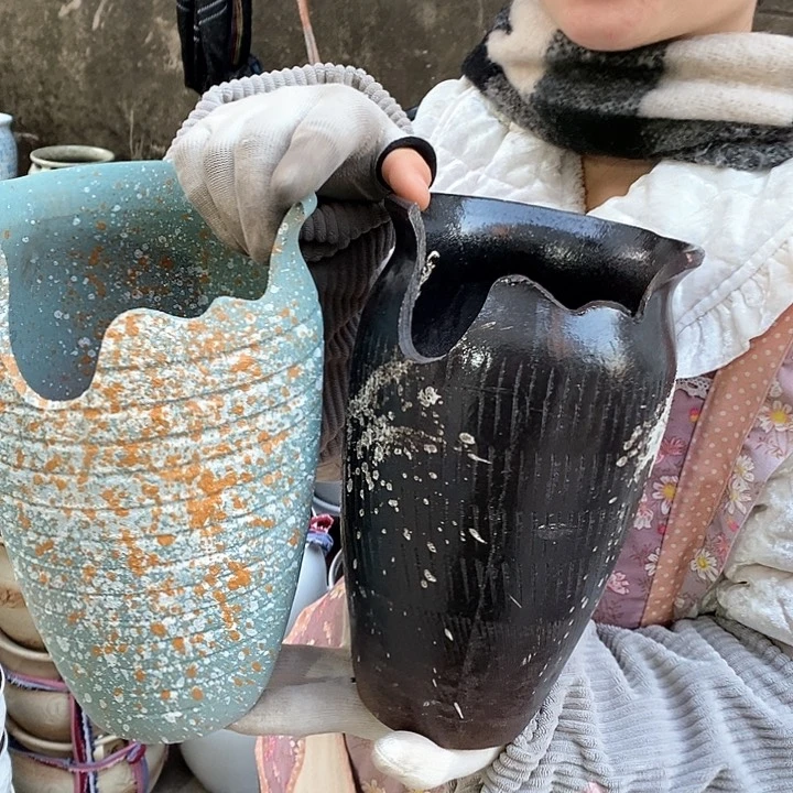 紫砂花盆瑕疵口15高25