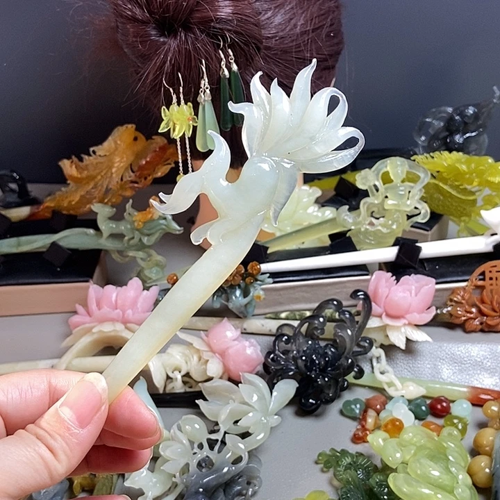 岫玉未镶嵌发簪发簪