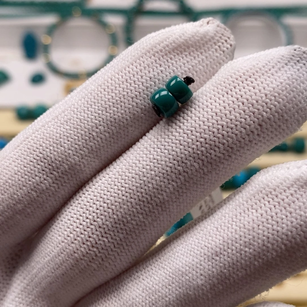 绿松石未镶嵌珠宝奇石直切对珠5.5mm