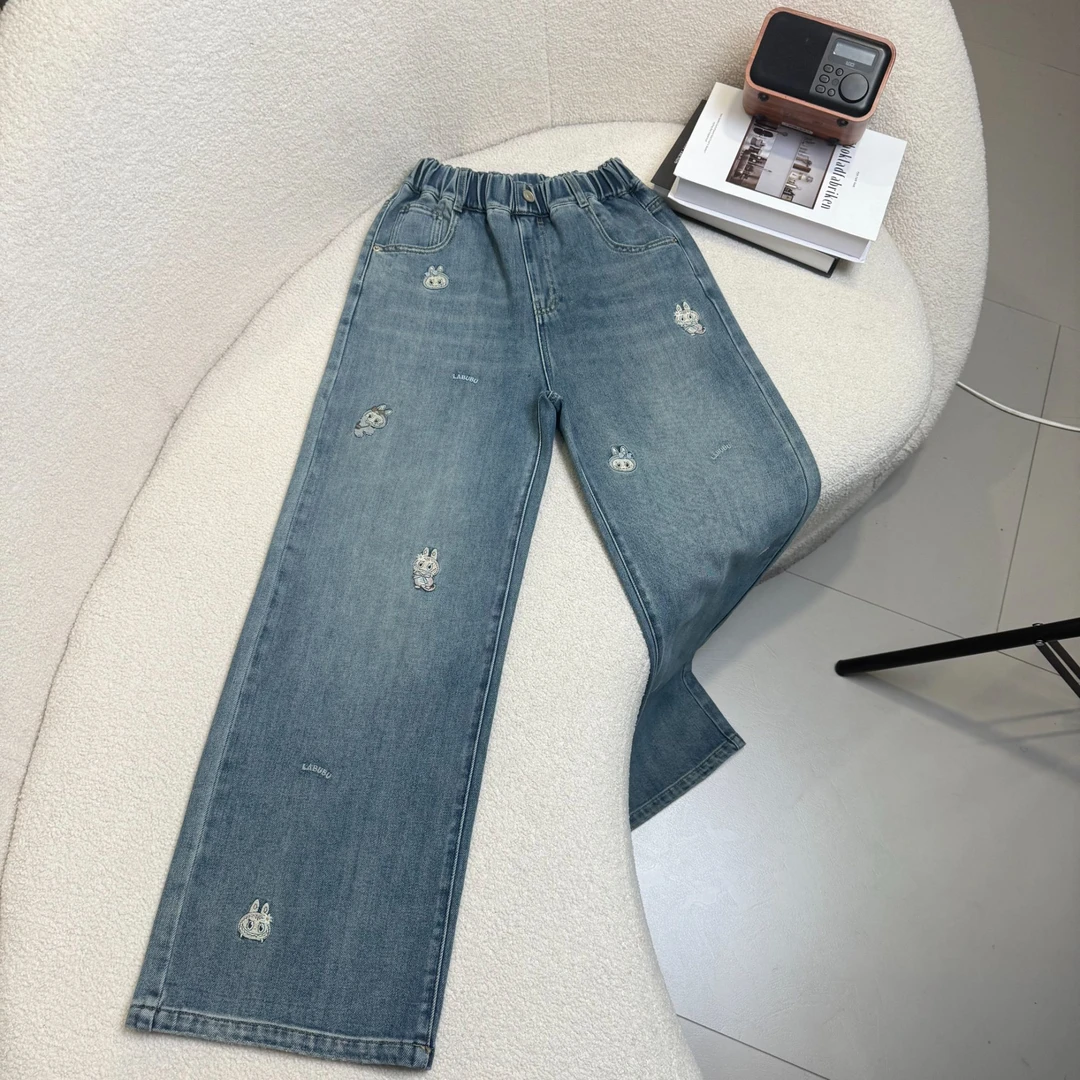 【2025秋款新品】青少年时尚韩版卡通百搭休闲牛仔裤H3017