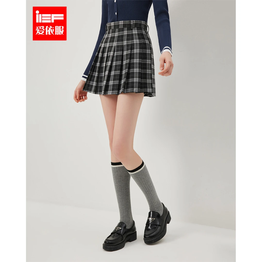 IEF/爱依服半身裙2025春季新款美式减龄学院风显瘦摆裙欧若风高腰