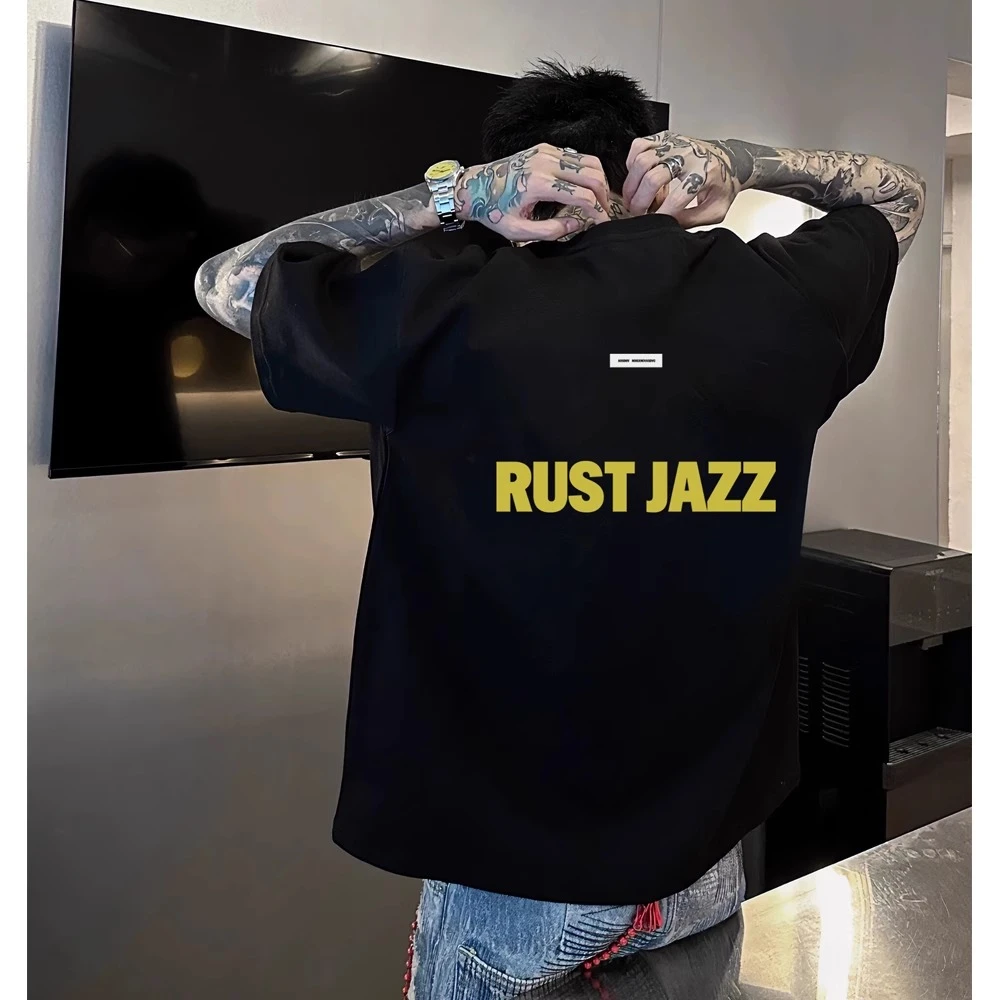 欧美式潮牌字母LOGO印花短袖t恤男重磅纯棉休闲痞帅小领口上衣夏