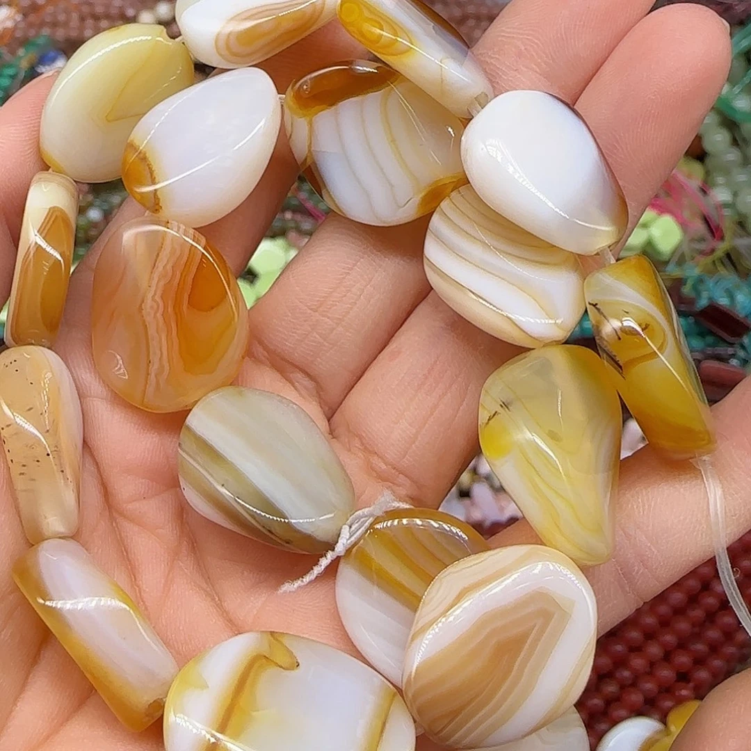 玛瑙/玉髓合金珠宝半成品黄玛瑙牌子17mm一条