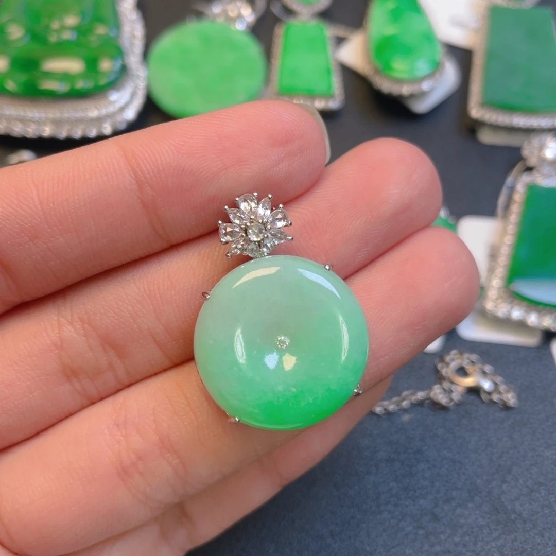 翡翠银S925镶嵌吊坠(不含链)