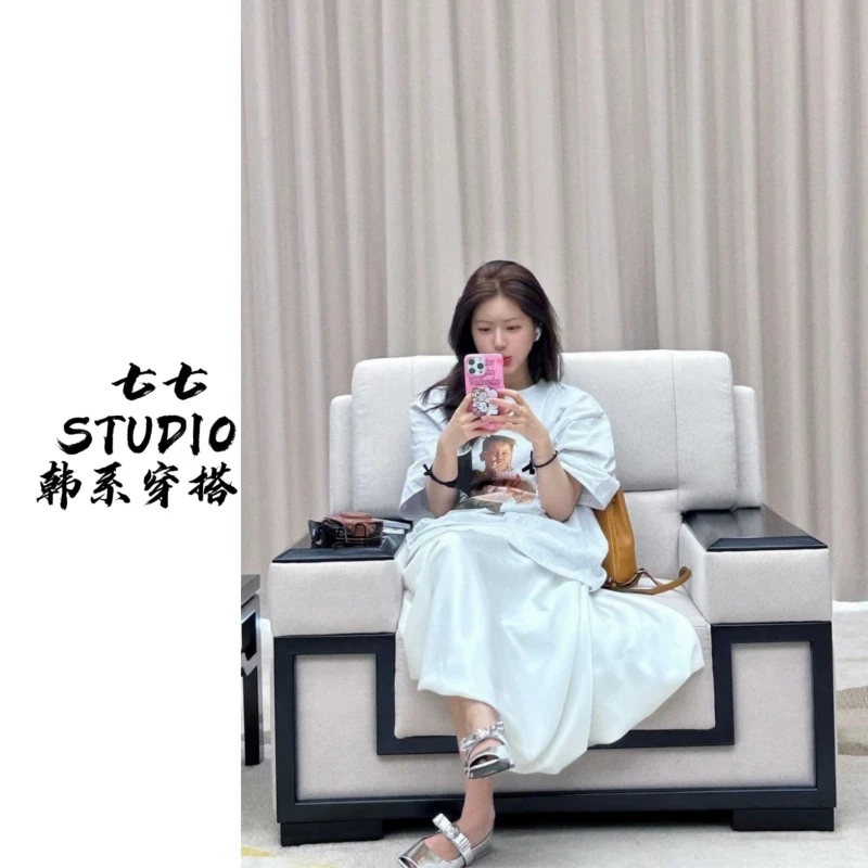 七七【爱吃爆米花】韩国单！25新款复古搞怪印花休闲运动T恤5029