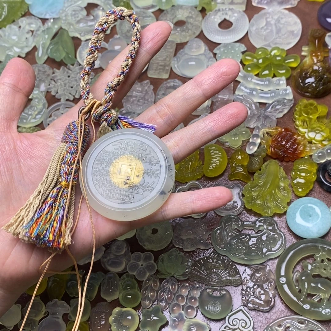 蛇纹石玉合金项链