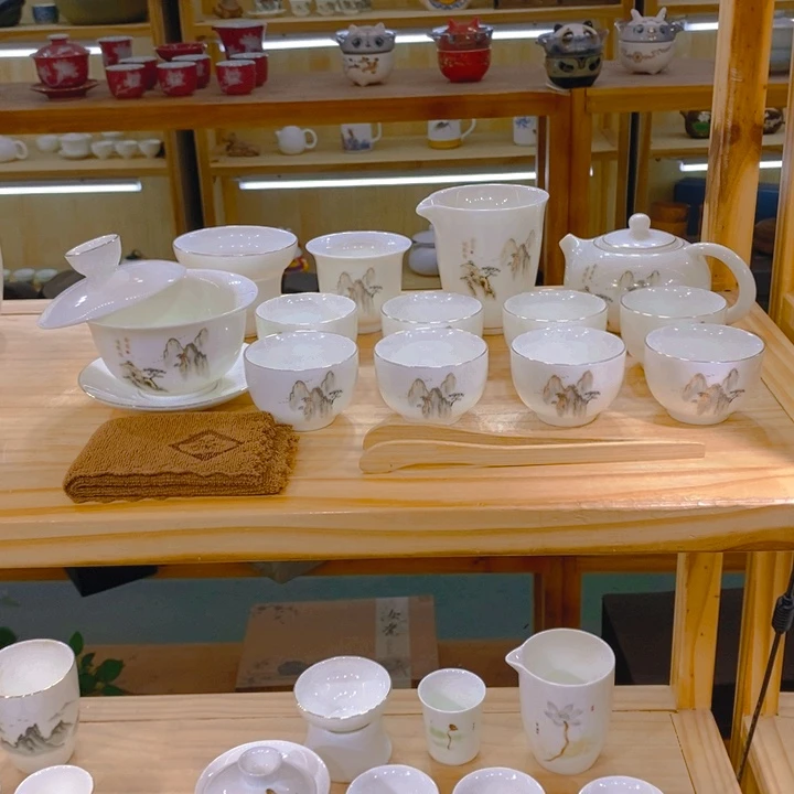 【不止】羊脂玉瓷茶具套装