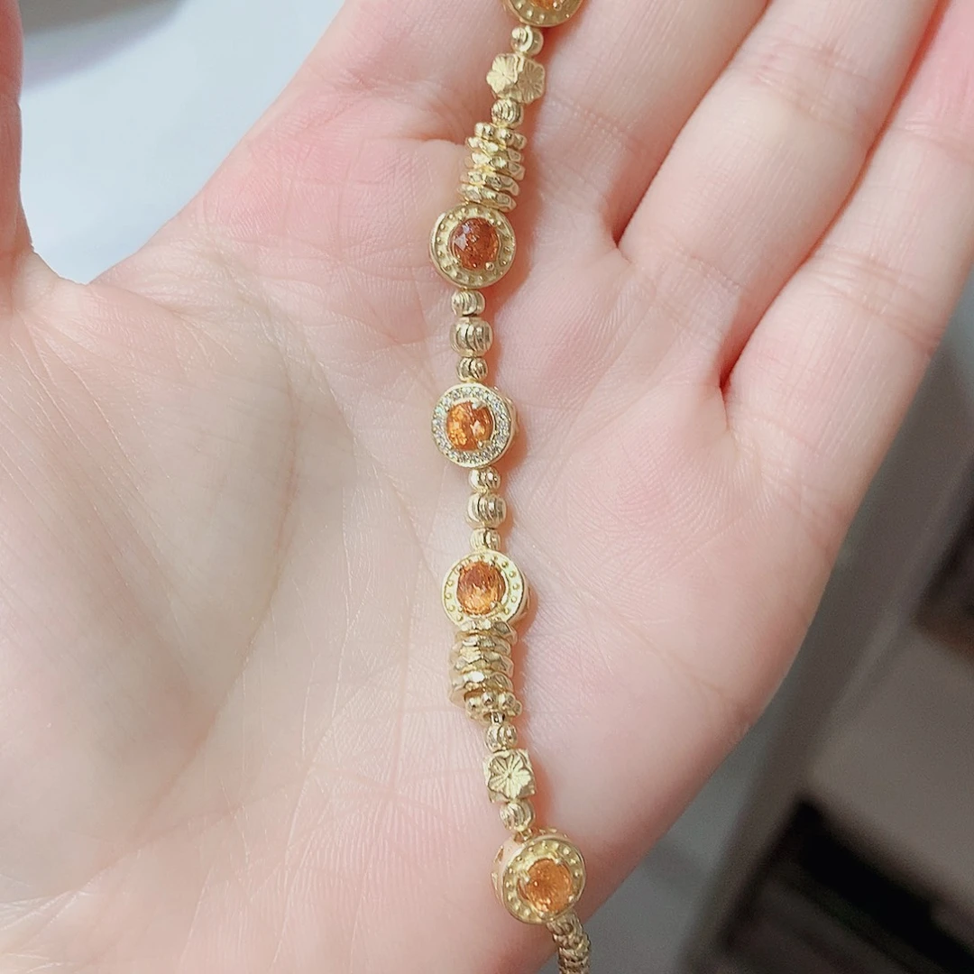 银S925镶嵌手链石榴石（芬达石）