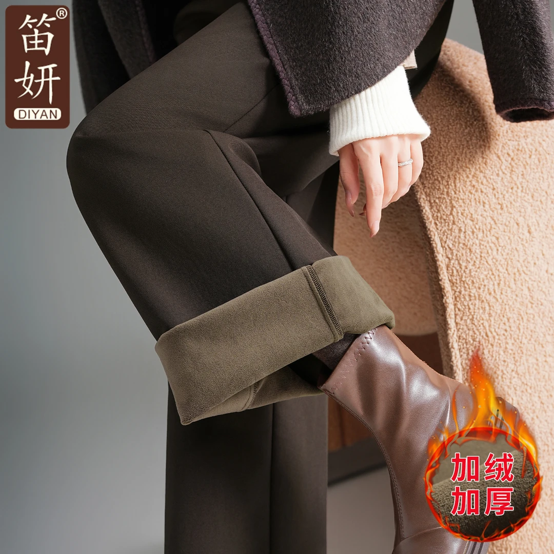 妈妈冬装加绒加厚直筒长裤2025新款中老年女秋冬洋气休闲保暖裤子