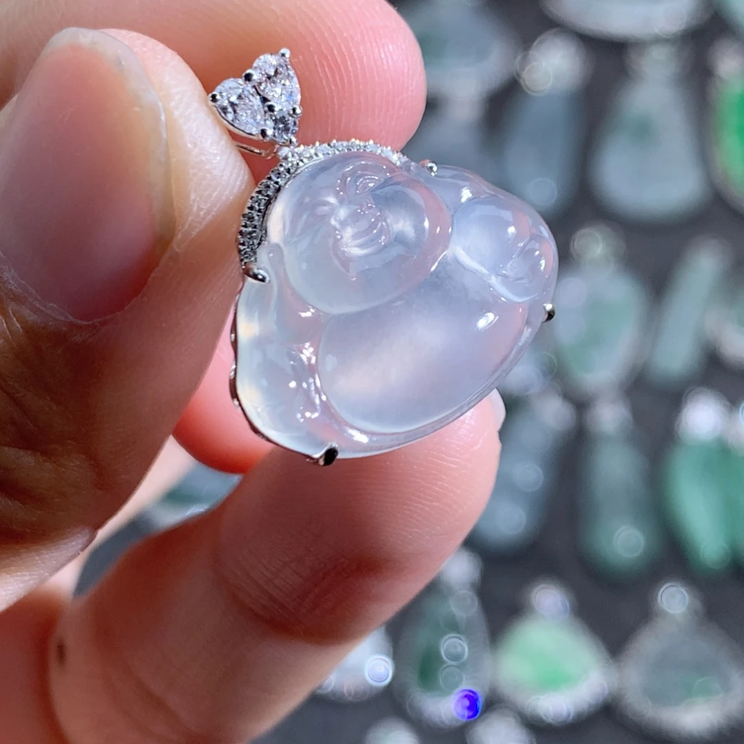 翡翠18K金镶嵌吊坠(不含链)佛公