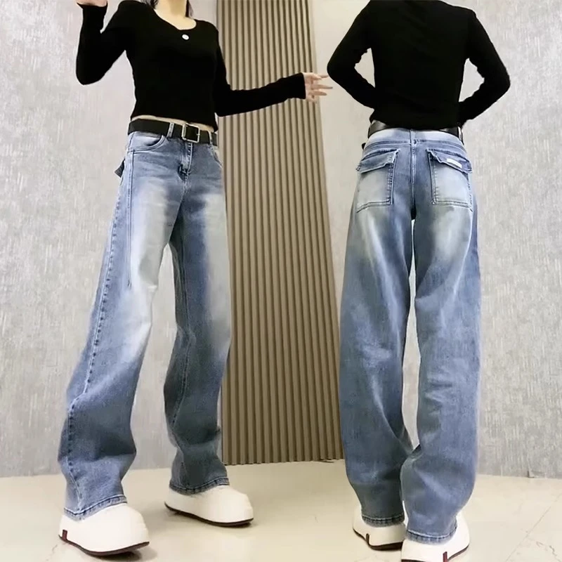 梨型身材大码牛仔裤女2025年秋季新款梨形牛仔裤宽松阔腿裤