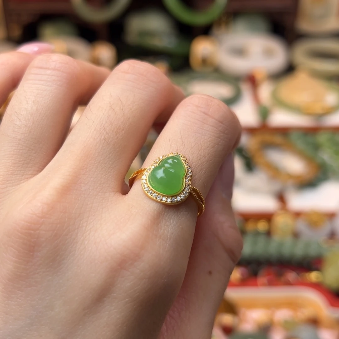 和田玉戒指银S925镶嵌