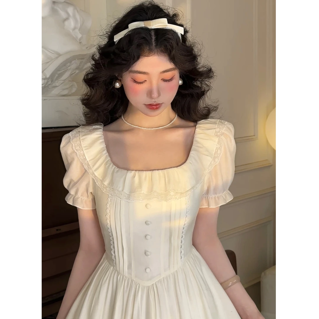 肖夫人【神明少女】春季复法式复古海边度假仙女连衣裙收腰SS186