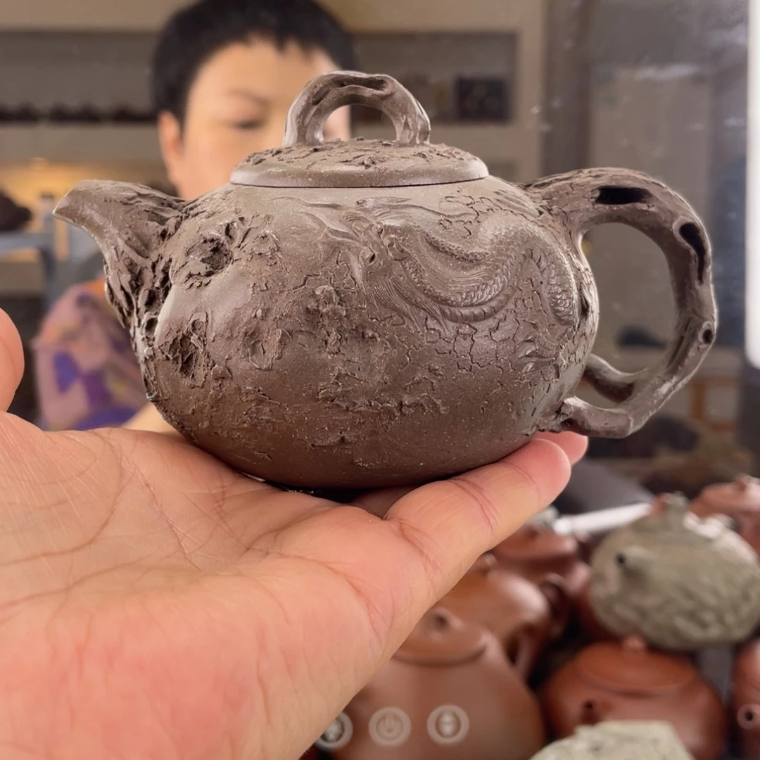 茶壶紫砂大水潭梨皮青段影龙供春240cc