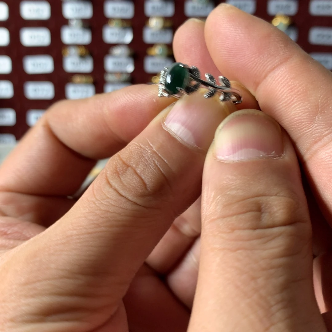 翡翠银S925镶嵌戒指353