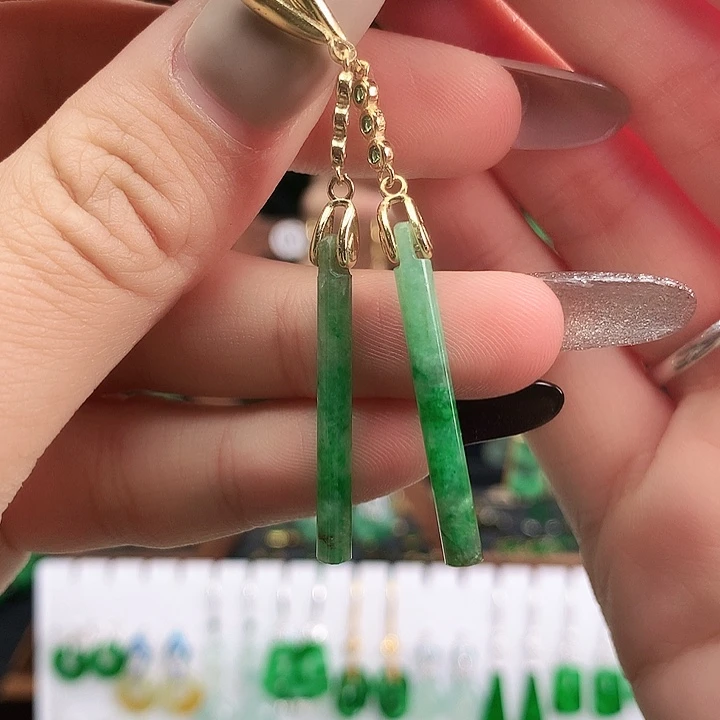 翡翠银S925镶嵌耳饰耳饰