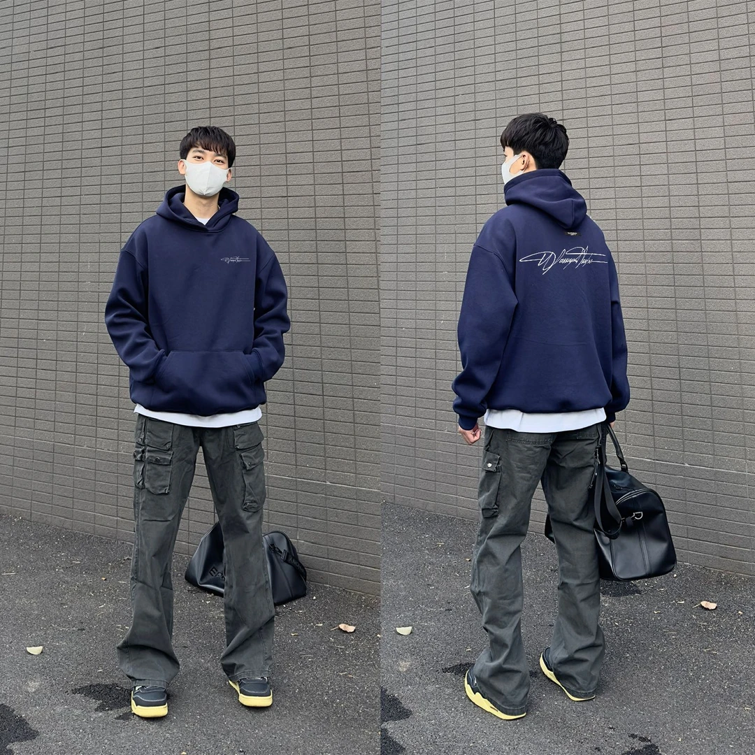 WASSUP HSUBE潮流美式印花长袖秋冬几何宽松卫衣艺术字母情侣上衣