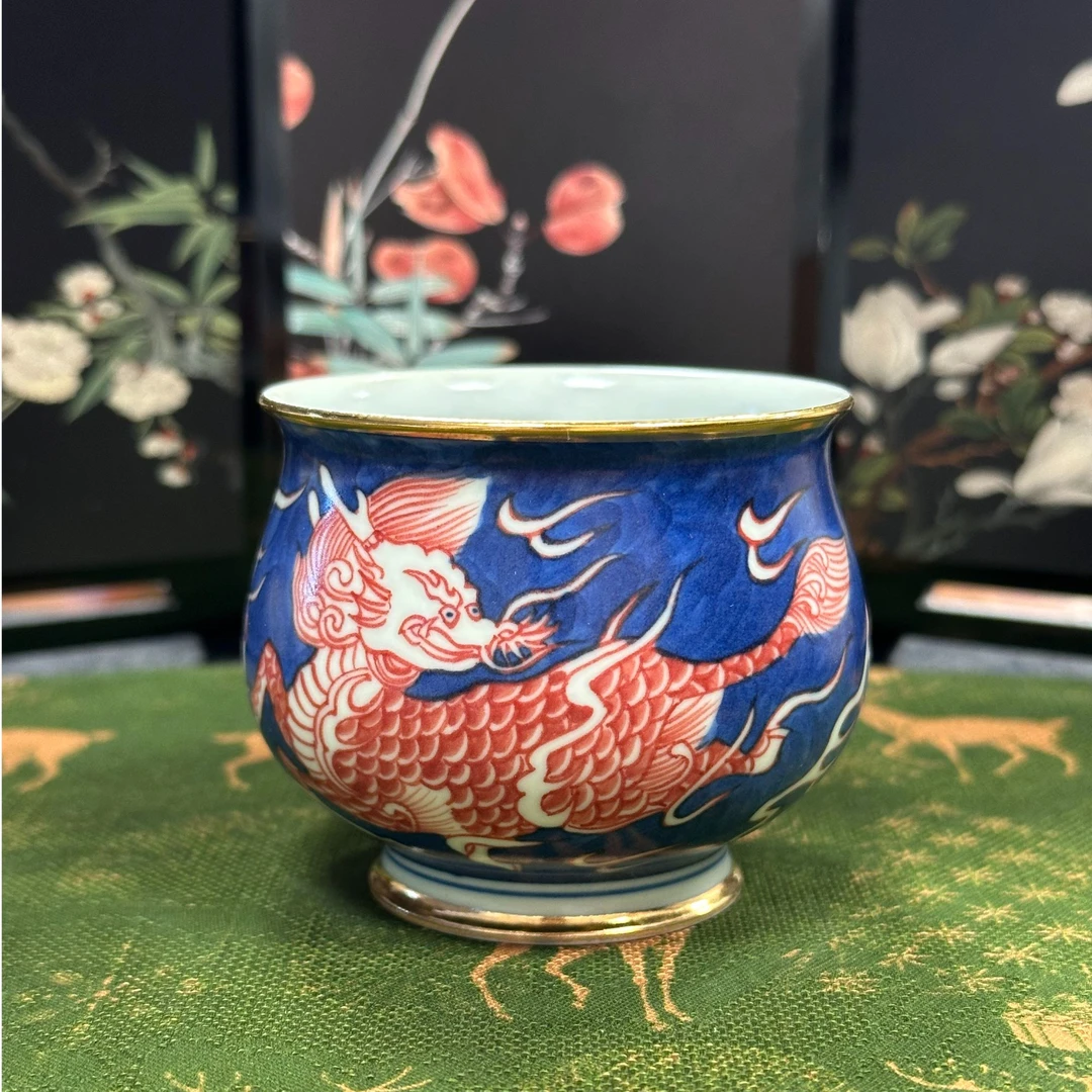 【雨溪山房】描金红麒麟追凤主人杯YX175