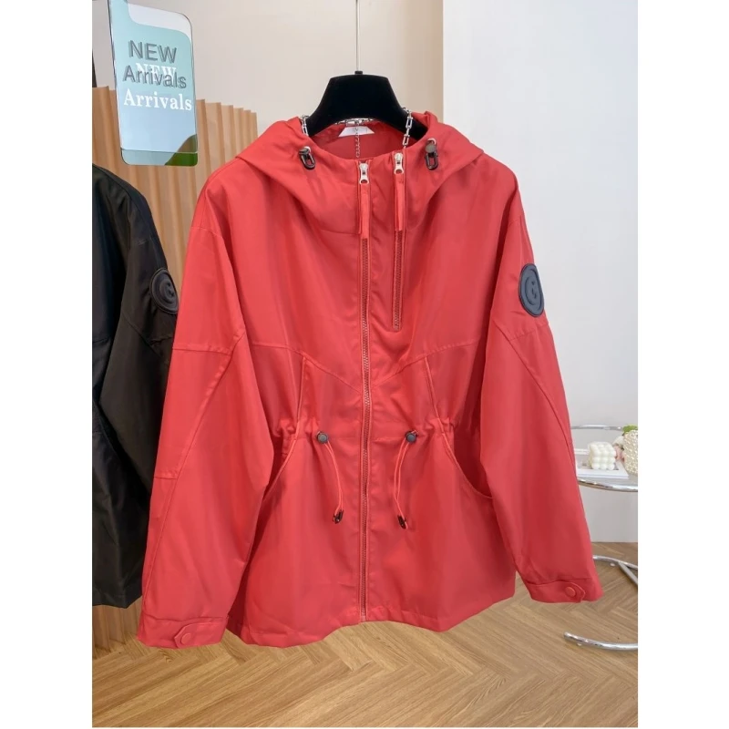 微胖春秋欧版新款冲锋衣外套女中长款收腰显瘦工装百搭夹克风衣潮