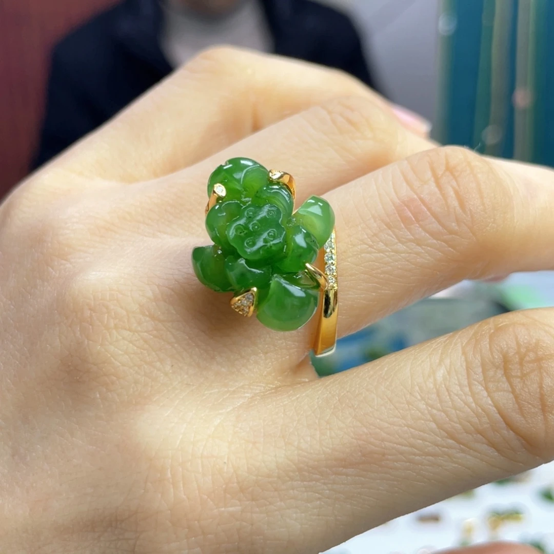 和田玉戒指银S925镶嵌