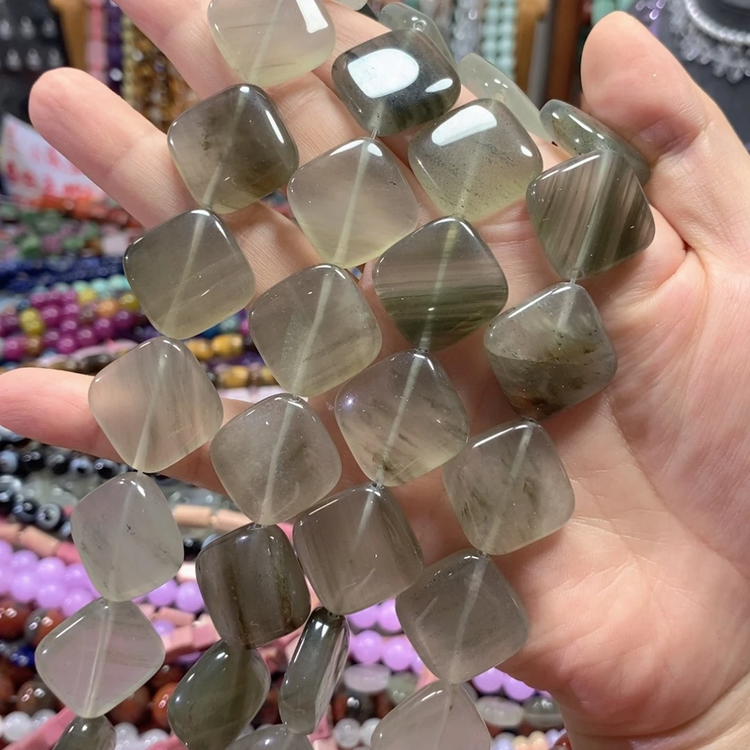 未镶嵌玛瑙/玉髓珠宝半成品绿兔毛斜方一条吧23mm