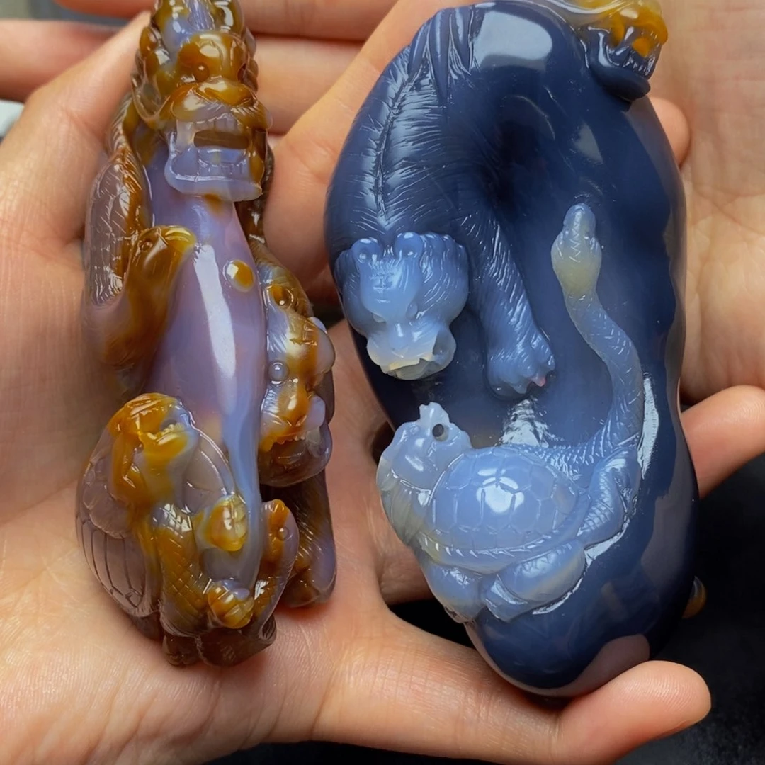 玛瑙/玉髓手把件未镶嵌浴**生