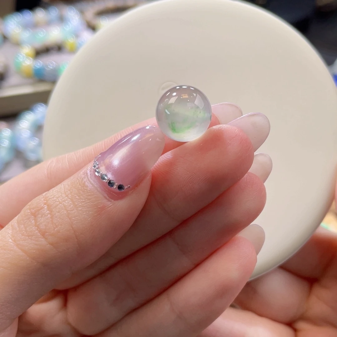 翡翠未镶嵌手链卡12.7冰咖飘绿