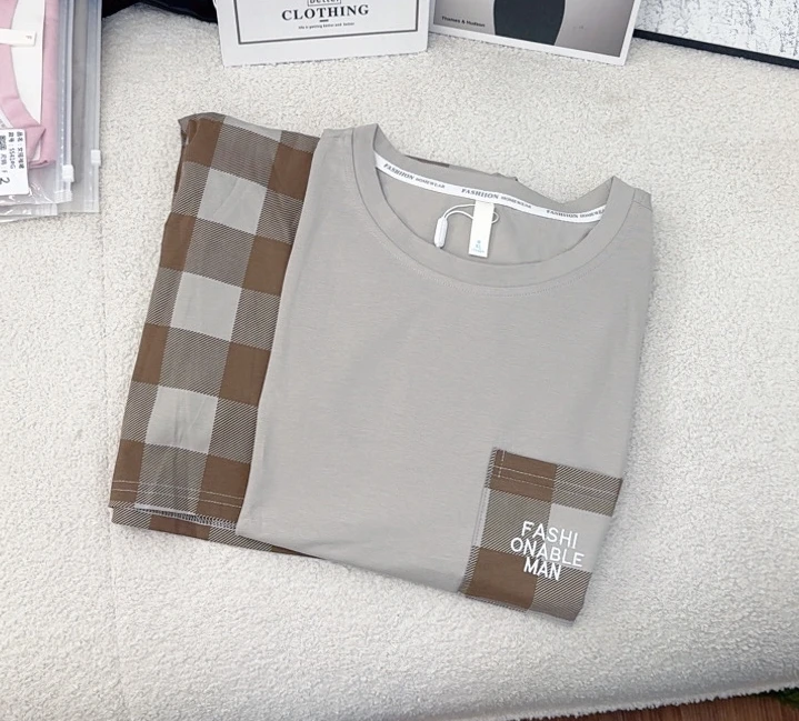 夏季冰爽棉男士短袖短裤家居服柔软休闲风