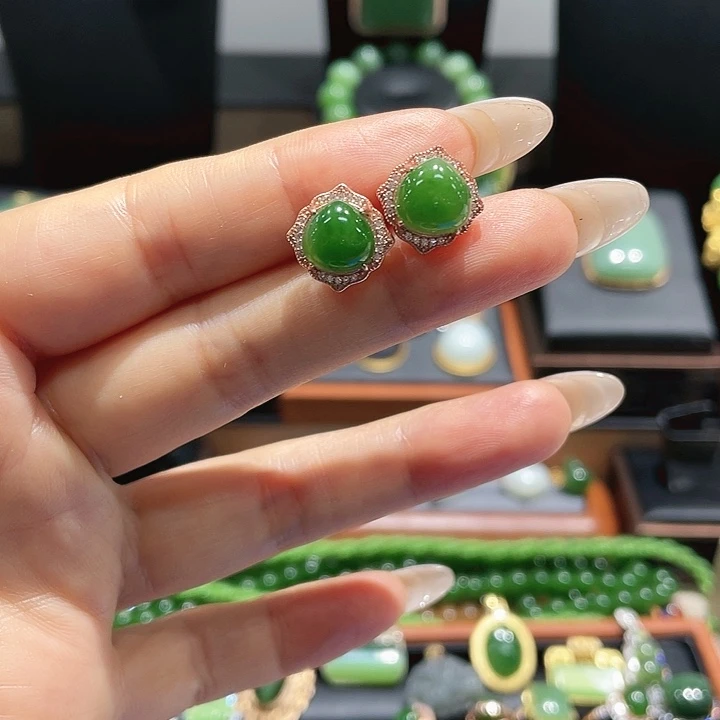 和田玉（碧玉）银S925镶嵌戒指