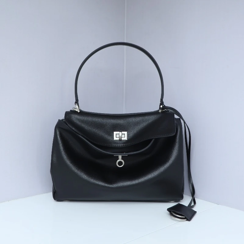 时尚女士黑色大号轻奢百搭单肩斜挎托特包 2025年春季新款Rodeo锁